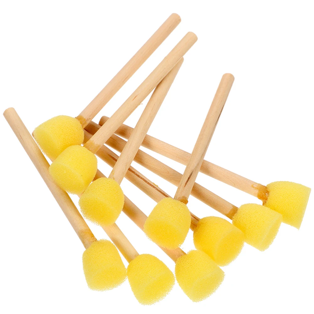 10/20pcs Round Sponges Brush Set Stencil Sponge Brushes DIY Painting Sponges Children Drawing Craft Brushes with Wood Handle