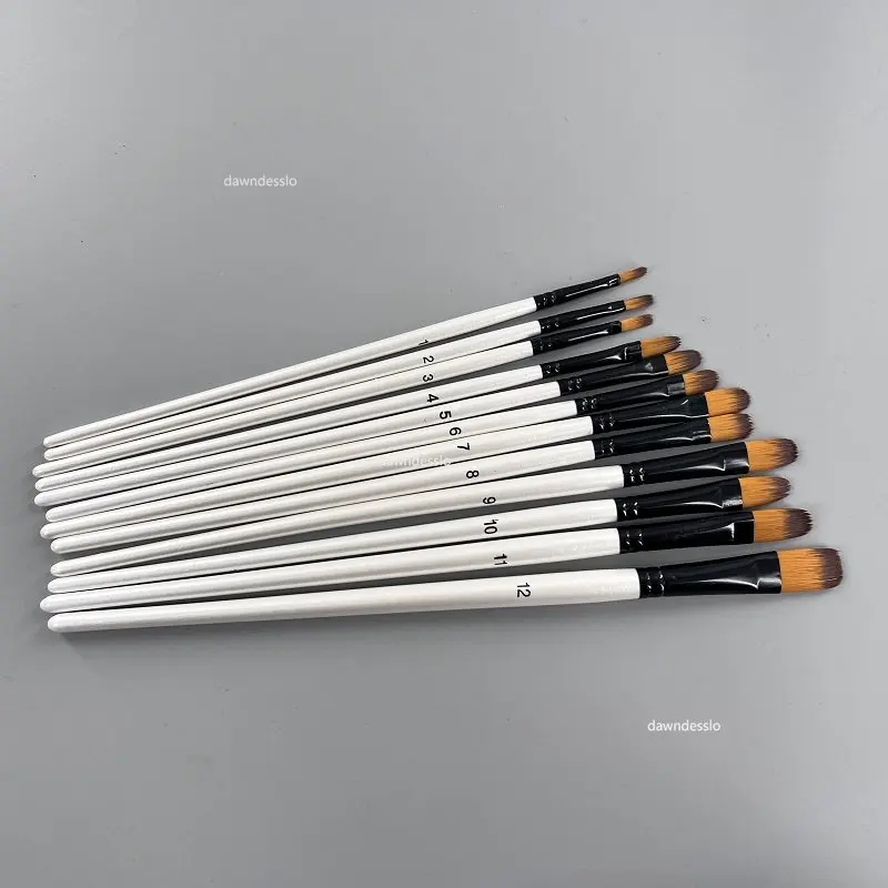 12pcs Artist Watercolor Painting Brushes Paint Brush For Nylon Paint Brushes Oil Acrylic Flat&tip Kit Pen Art Supplies