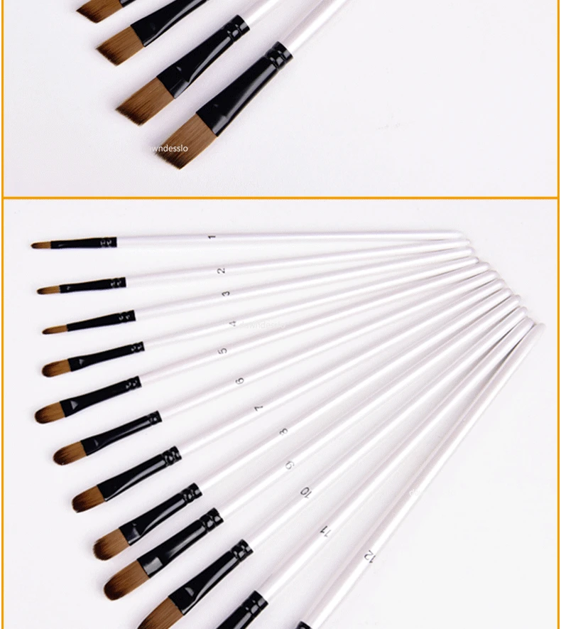 12pcs Artist Watercolor Painting Brushes Paint Brush For Nylon Paint Brushes Oil Acrylic Flat&tip Kit Pen Art Supplies