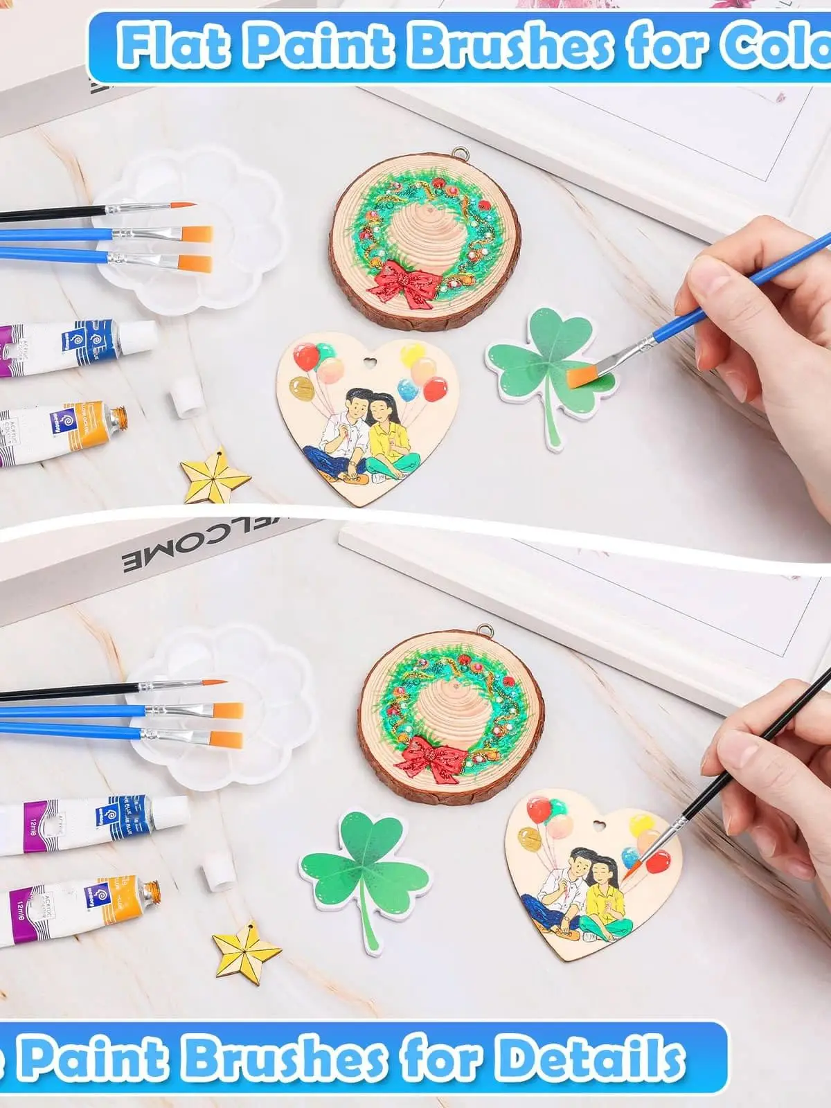 100pcs Paint Brushes Set for Kids Acrylic with Flat Round Pointed Paint Brushes Craft Watercolor Oil Painting Brushes