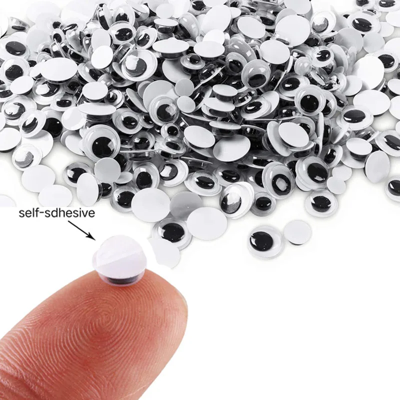 135Pcs 6-15mm Mini Plastic Wiggle Eyes Self-Adhesive Round Moving Googly Eyes Jiggle Craft Eye Sticker for Crafts Decorations