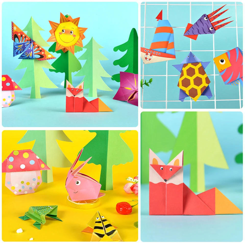 54 Pages Montessori Toys DIY Kids Craft Toy 3D Cartoon Animal Origami Handcraft Paper Art Learning Educational Toys for Children