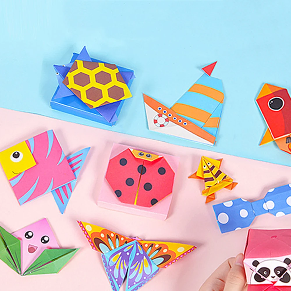 54 Pages Montessori Toys DIY Kids Craft Toy 3D Cartoon Animal Origami Handcraft Paper Art Learning Educational Toys for Children