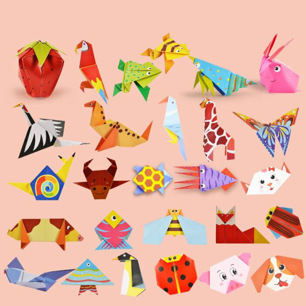 54 Pages Montessori Toys DIY Kids Craft Toy 3D Cartoon Animal Origami Handcraft Paper Art Learning Educational Toys for Children