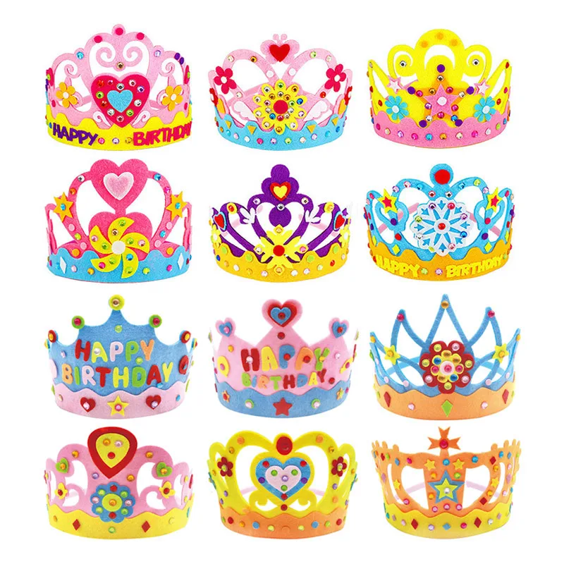 DIY Crafts Toy Crown Creative Paper Sequins Flowers Stars Patterns Toys for Kids Children Kindergarten Art Party Decorations