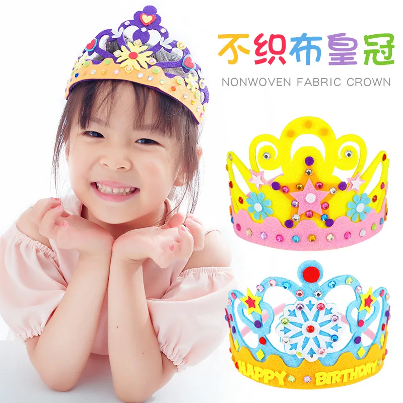 DIY Crafts Toy Crown Creative Paper Sequins Flowers Stars Patterns Toys for Kids Children Kindergarten Art Party Decorations