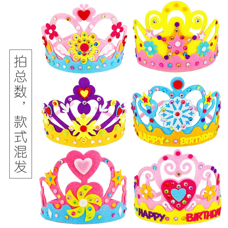 DIY Crafts Toy Crown Creative Paper Sequins Flowers Stars Patterns Toys for Kids Children Kindergarten Art Party Decorations