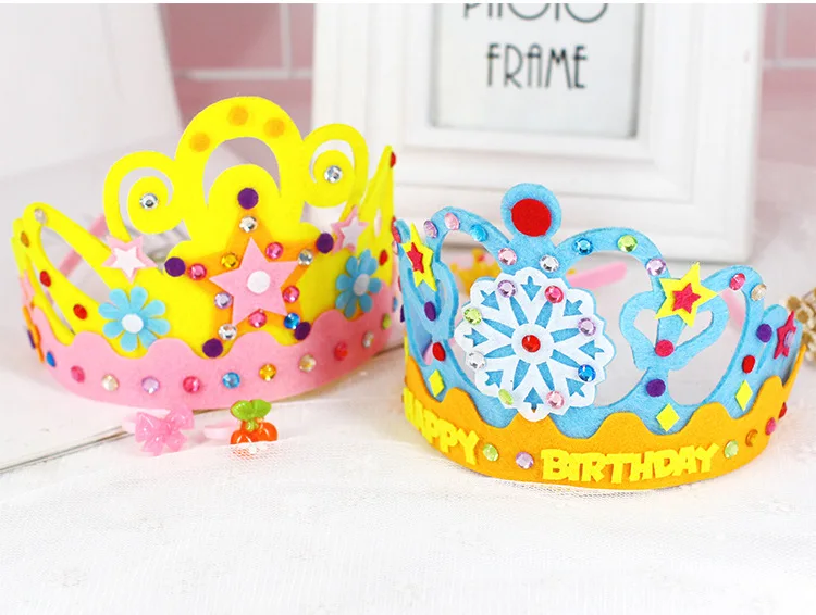 DIY Crafts Toy Crown Creative Paper Sequins Flowers Stars Patterns Toys for Kids Children Kindergarten Art Party Decorations