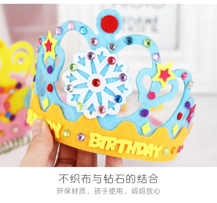 DIY Crafts Toy Crown Creative Paper Sequins Flowers Stars Patterns Toys for Kids Children Kindergarten Art Party Decorations