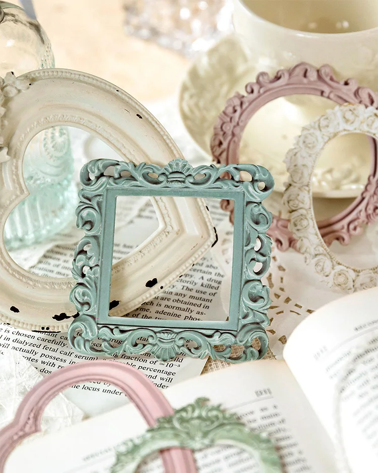 10 Pcs Hollow Embossed Photo Frame Material Paper Junk Journal Planner Scrapbooking Vintage Decorative DIY Craft Cardstock