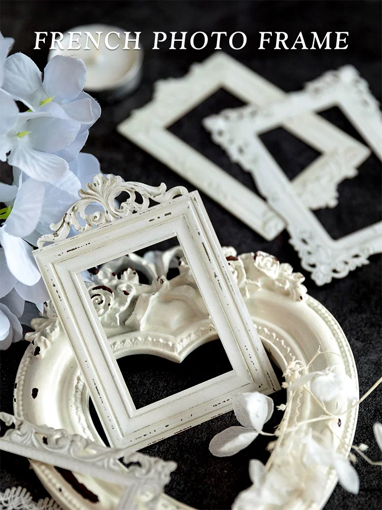 10 Pcs Hollow Embossed Photo Frame Material Paper Junk Journal Planner Scrapbooking Vintage Decorative DIY Craft Cardstock