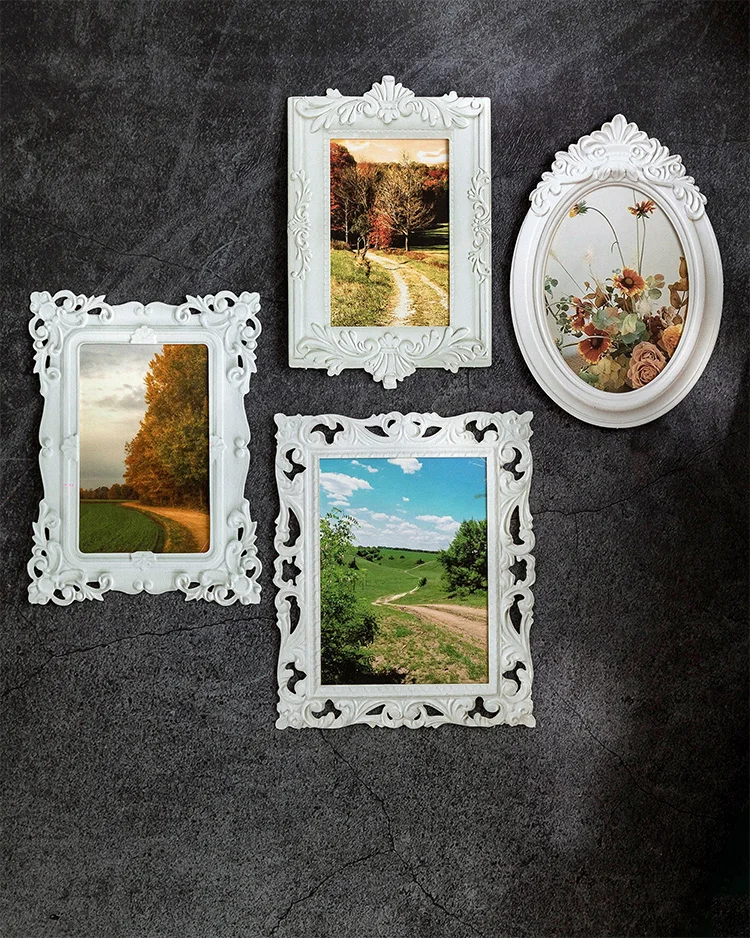 10 Pcs Hollow Embossed Photo Frame Material Paper Junk Journal Planner Scrapbooking Vintage Decorative DIY Craft Cardstock