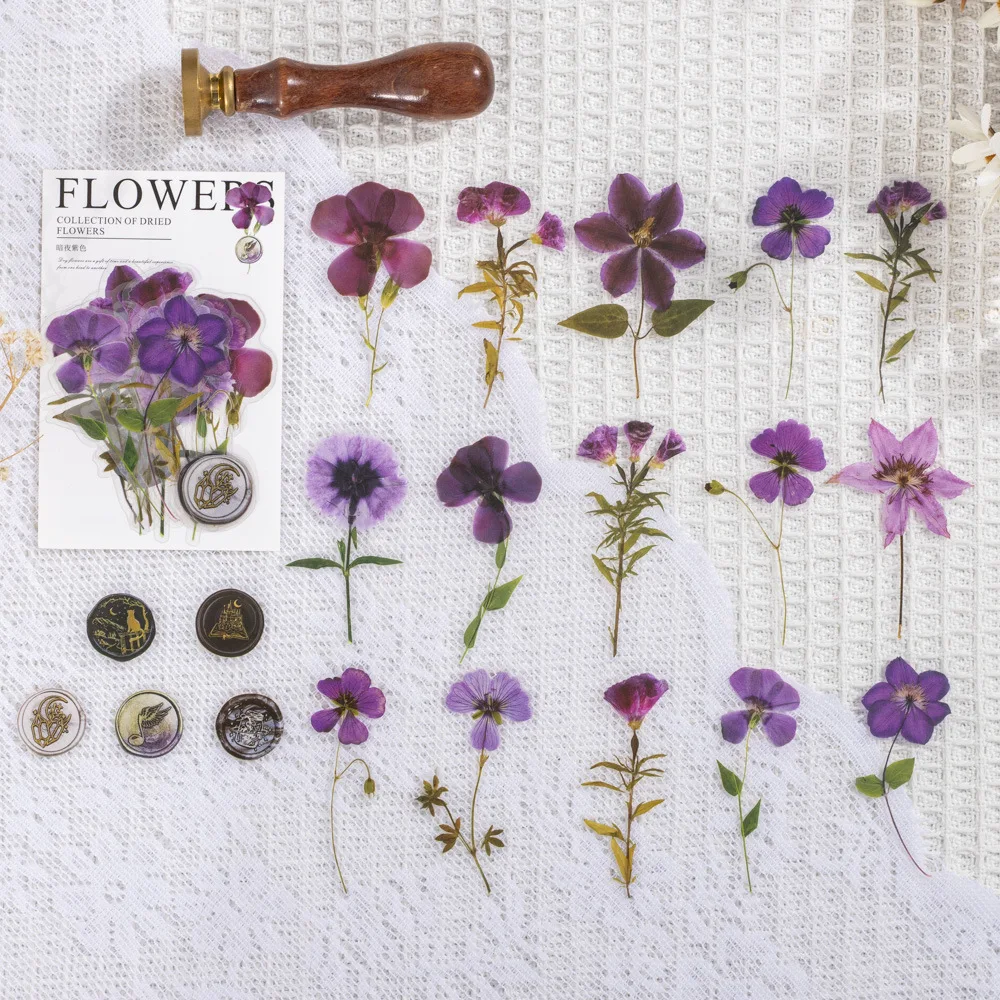 40 pcs Vintage Dried flower Leaf specimen Stickers aesthetic Creativity Decorative Scrapbooking Material Junk Journal Supplies