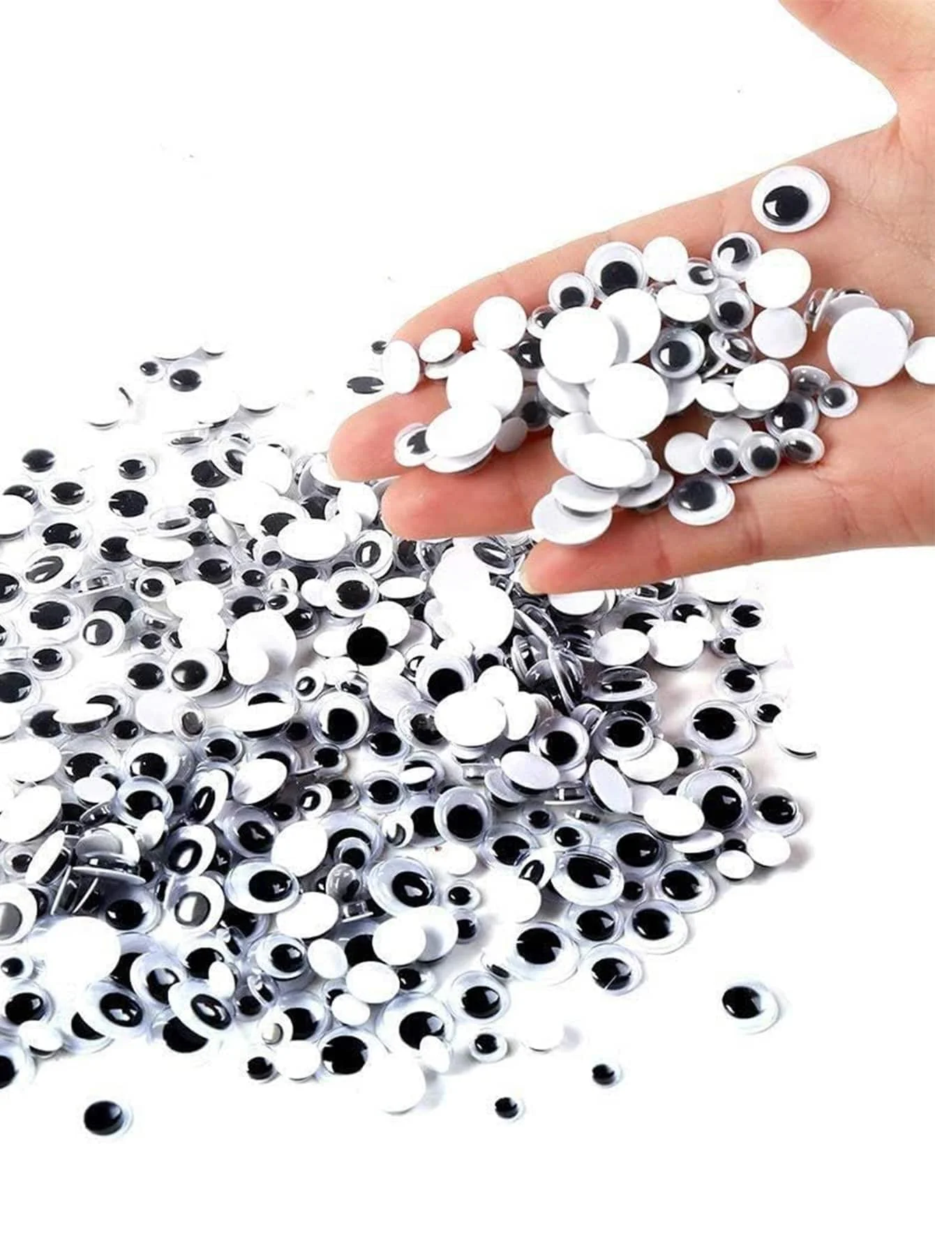 500pcs Swing Eyes Self-adhesive Black White Goose Eyes for DIY Crafts Decoration