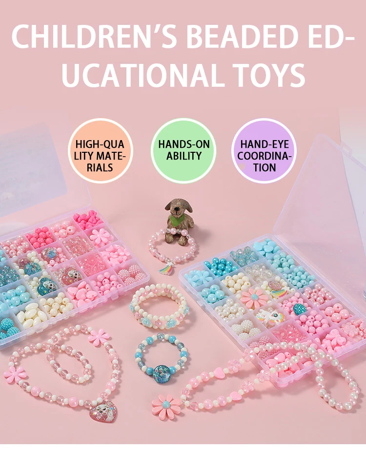 Girls DIY Bead Set Jewelry Making Kit for Kids Girl Pearl Beads for Bracelets Rings Necklaces Creativity Kits Art Craft