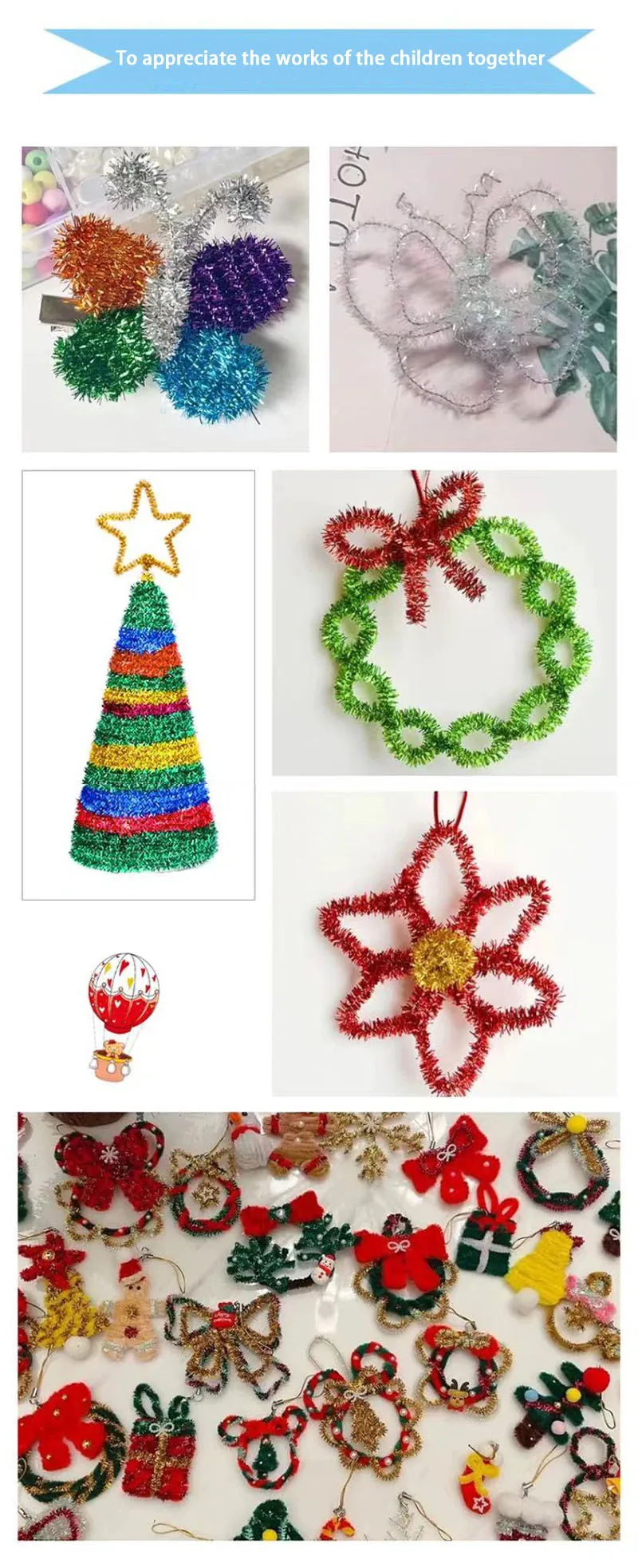 10/50/100 Glitter Chenille Stem Pipe Cleaner Plush Metal Foil Stem Wire Sticks for Kids Educational DIY Craft Supplies Toy Craft