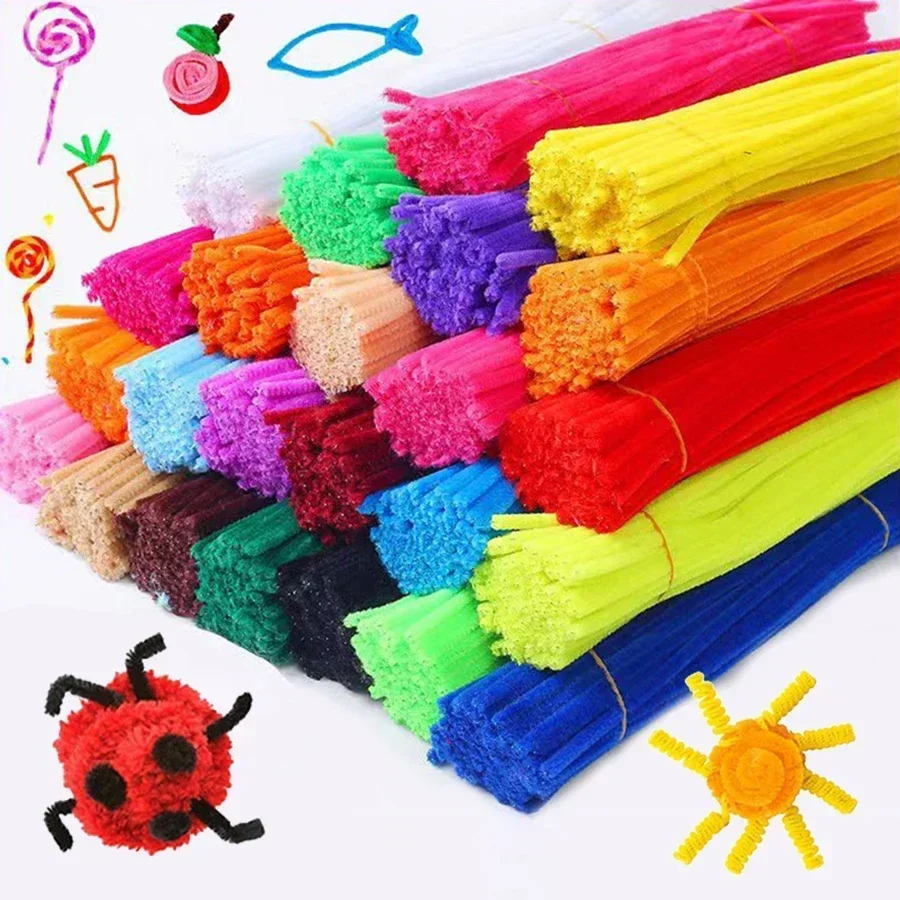 100pcs Chenille Stems Toys DIY Strips Twist Bar anvil Wire craft Pipe Creative hobby Children Plush Stick Chenille Sticks New