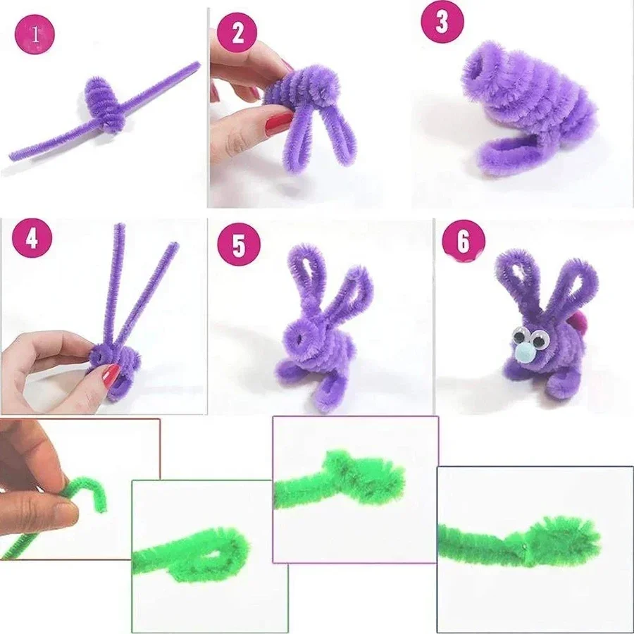 100pcs Chenille Stems Toys DIY Strips Twist Bar anvil Wire craft Pipe Creative hobby Children Plush Stick Chenille Sticks New