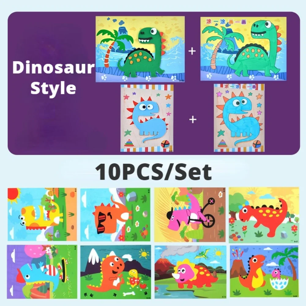 10Pcs 3D EVA Foam Sticker Puzzle Game DIY Cartoon Animal Craft Toys Kids Drawing Toy Learning Education Toys for Children Gifts