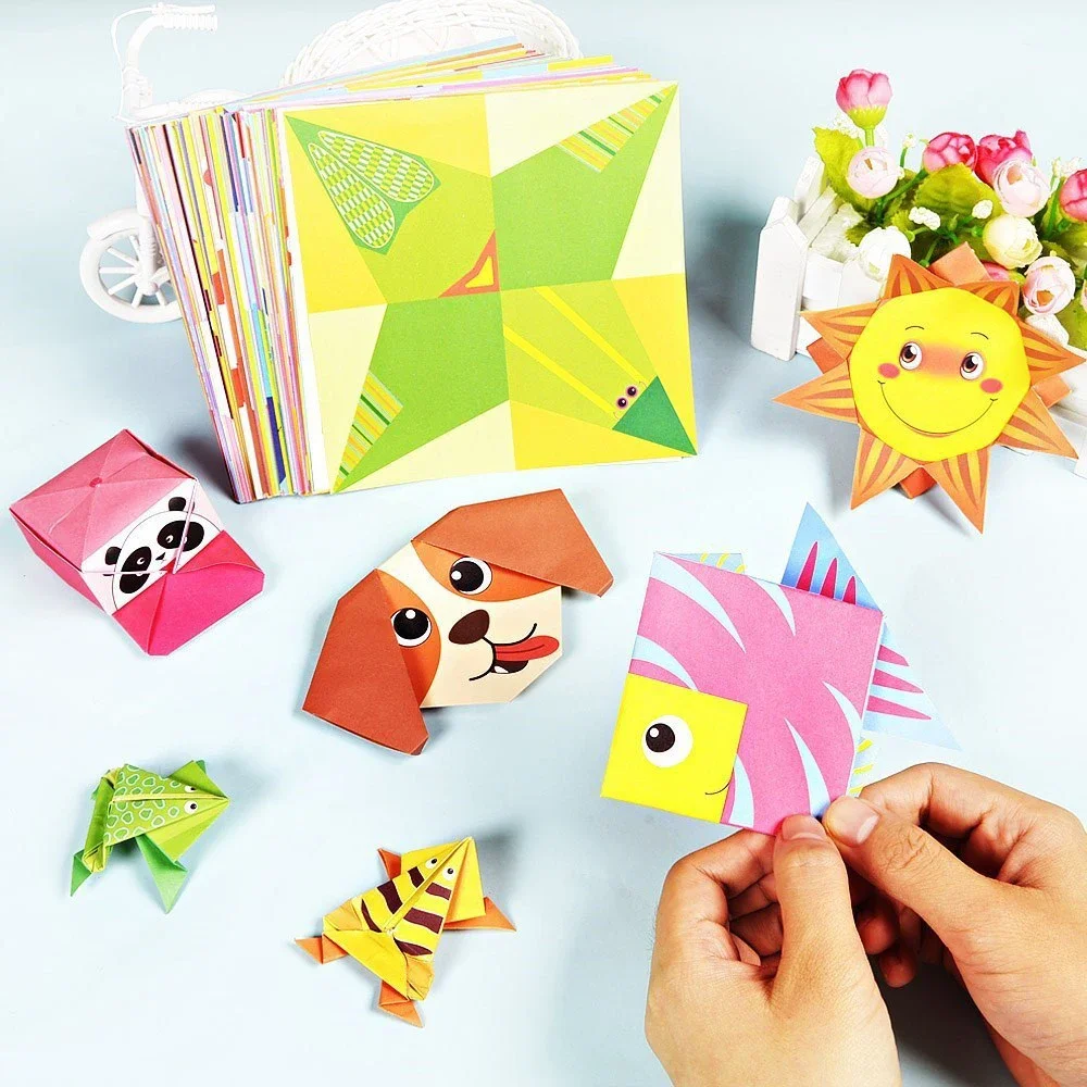 108 Pages Montessori Toys Cartoon Animal Origami Paper DIY Kids Craft Toy Handcraft Parper Art Educational Toy for Children Gift