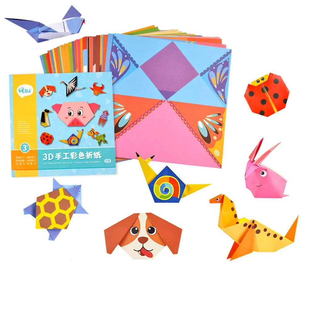 108 Pages Montessori Toys Cartoon Animal Origami Paper DIY Kids Craft Toy Handcraft Parper Art Educational Toy for Children Gift