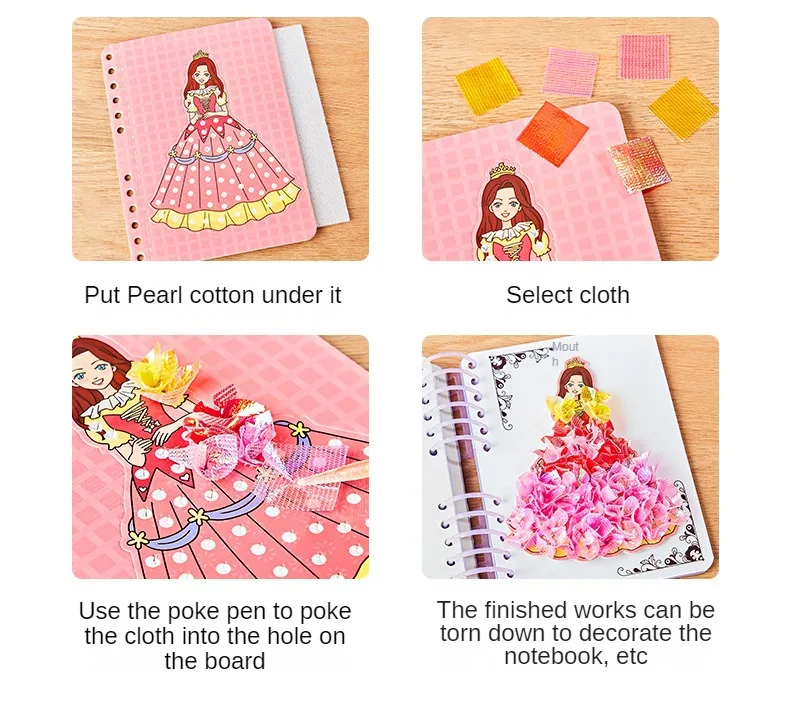 Children DIY Painting Sticker Craft Toys Kids Art Girls Poking Painting Princess Handmade Educational Magical Children Gifts