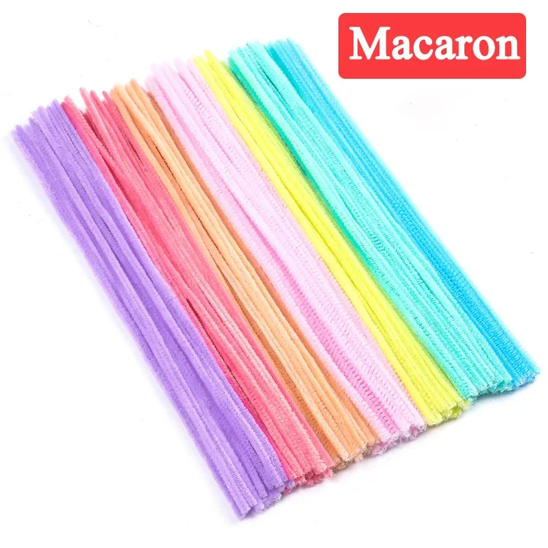 10/100Pcs DIY Plush Chenille Sticks Stem Pipe Cleaners Plush Tinsel Stems Wired Sticks Kids Educational DIY Craft Supplies Toys