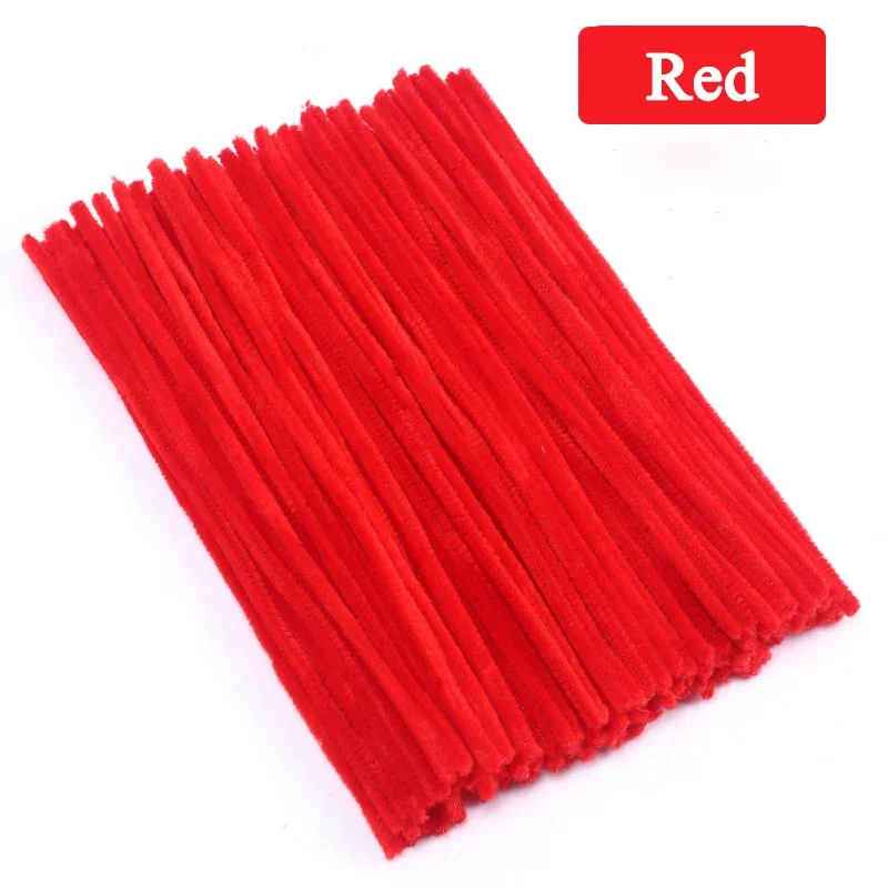 10/100Pcs DIY Plush Chenille Sticks Stem Pipe Cleaners Plush Tinsel Stems Wired Sticks Kids Educational DIY Craft Supplies Toys