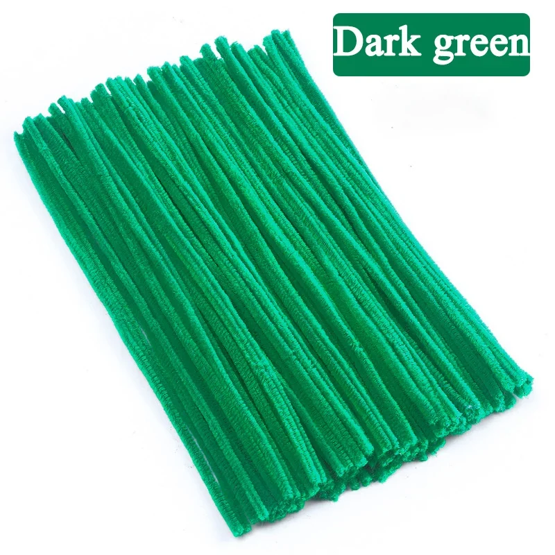 10/100Pcs DIY Plush Chenille Sticks Stem Pipe Cleaners Plush Tinsel Stems Wired Sticks Kids Educational DIY Craft Supplies Toys