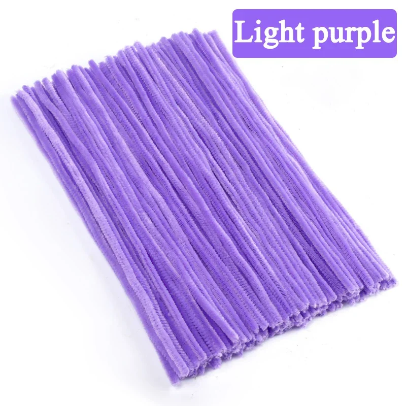 10/100Pcs DIY Plush Chenille Sticks Stem Pipe Cleaners Plush Tinsel Stems Wired Sticks Kids Educational DIY Craft Supplies Toys