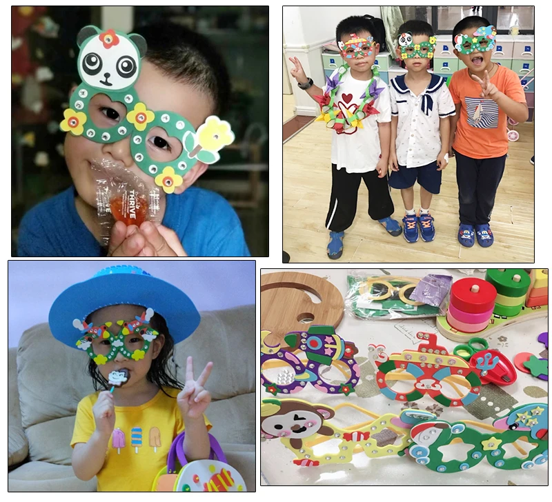 Creative EVA Diamond Glasses DIY Kit Kids Art Craft Toy Handicraft Cartoon Animal Glasses Children Birthday Gift School Supplies