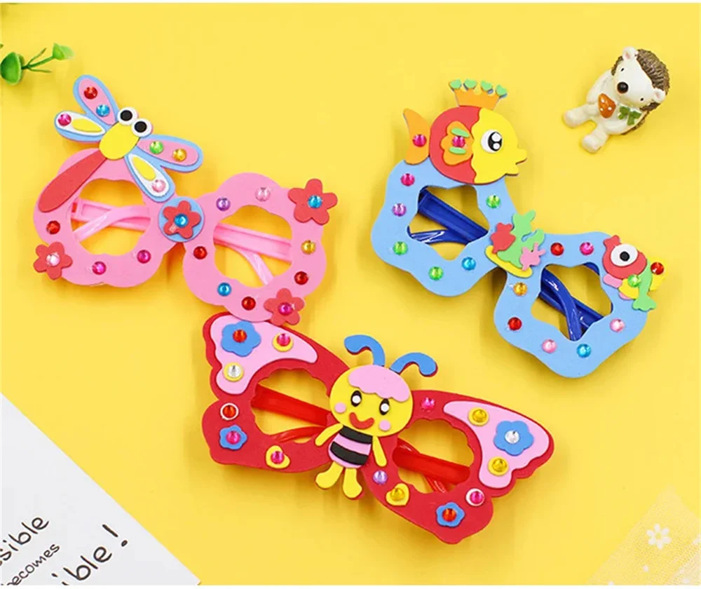 Creative EVA Diamond Glasses DIY Kit Kids Art Craft Toy Handicraft Cartoon Animal Glasses Children Birthday Gift School Supplies