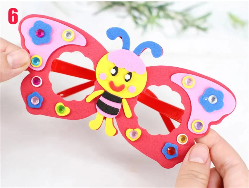 Creative EVA Diamond Glasses DIY Kit Kids Art Craft Toy Handicraft Cartoon Animal Glasses Children Birthday Gift School Supplies