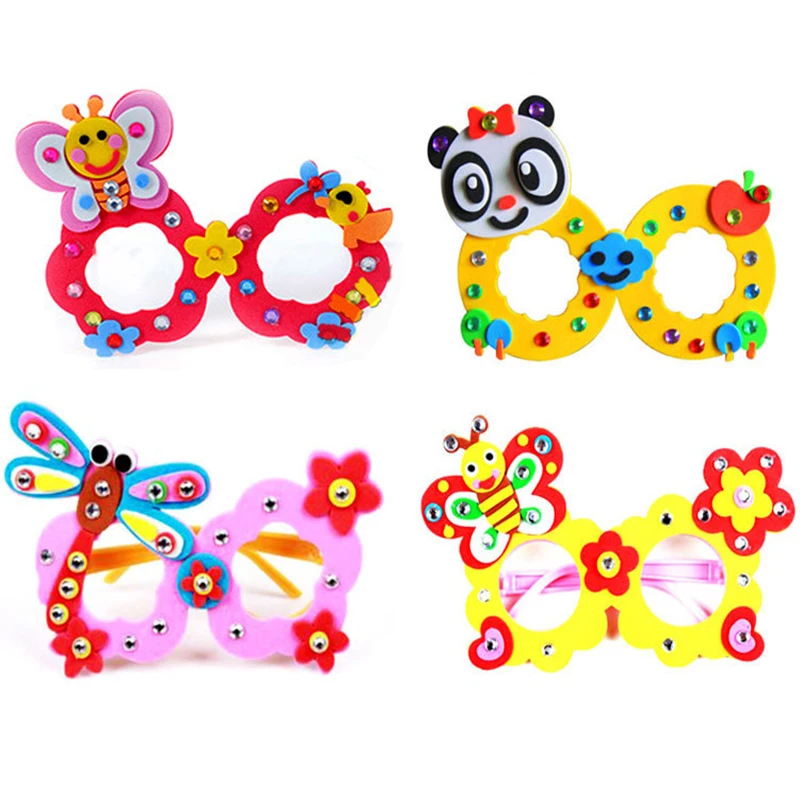 Creative EVA Diamond Glasses DIY Kit Kids Art Craft Toy Handicraft Cartoon Animal Glasses Children Birthday Gift School Supplies