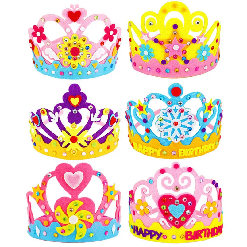 DIY Crafts Toy Crown Creative Paper Sequins Flowers Stars Patterns Toys for Kids Children Kindergarten Art Party Decorations