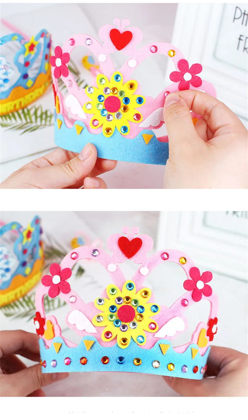 DIY Crafts Toy Crown Creative Paper Sequins Flowers Stars Patterns Toys for Kids Children Kindergarten Art Party Decorations