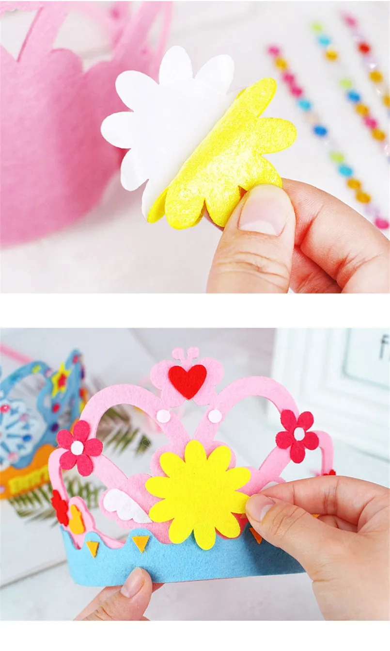 DIY Crafts Toy Crown Creative Paper Sequins Flowers Stars Patterns Toys for Kids Children Kindergarten Art Party Decorations