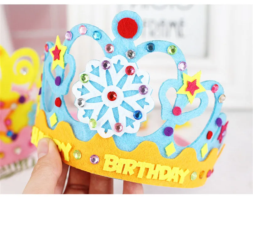 DIY Crafts Toy Crown Creative Paper Sequins Flowers Stars Patterns Toys for Kids Children Kindergarten Art Party Decorations