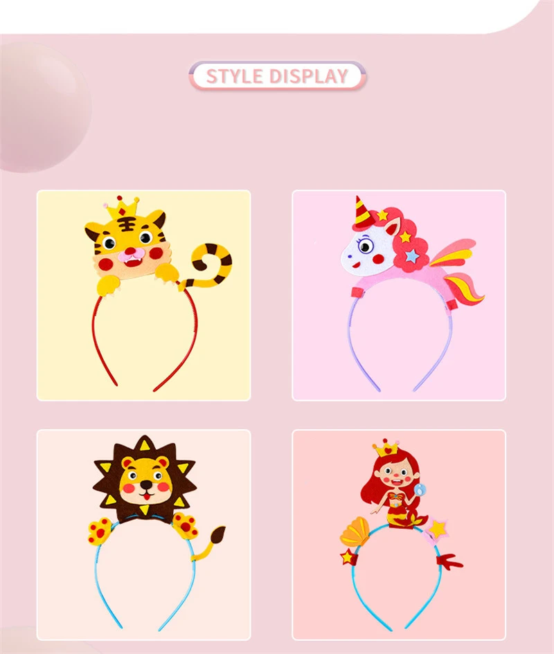 Kids Creative Crown Hat Princess DIY Craft Toy Cartoon Animal Headwear Educational Toys For Girls Handmade Decoration Gift