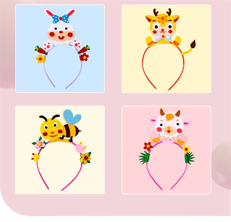 Kids Creative Crown Hat Princess DIY Craft Toy Cartoon Animal Headwear Educational Toys For Girls Handmade Decoration Gift