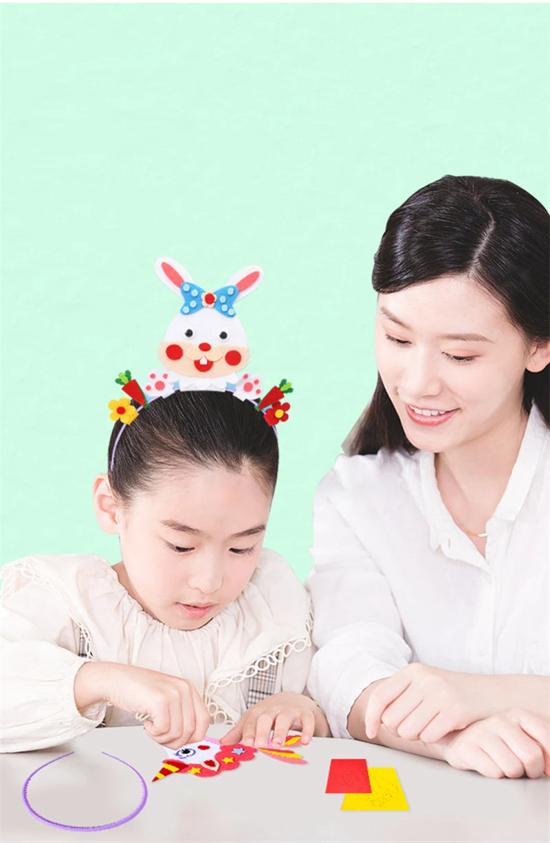 Kids Creative Crown Hat Princess DIY Craft Toy Cartoon Animal Headwear Educational Toys For Girls Handmade Decoration Gift