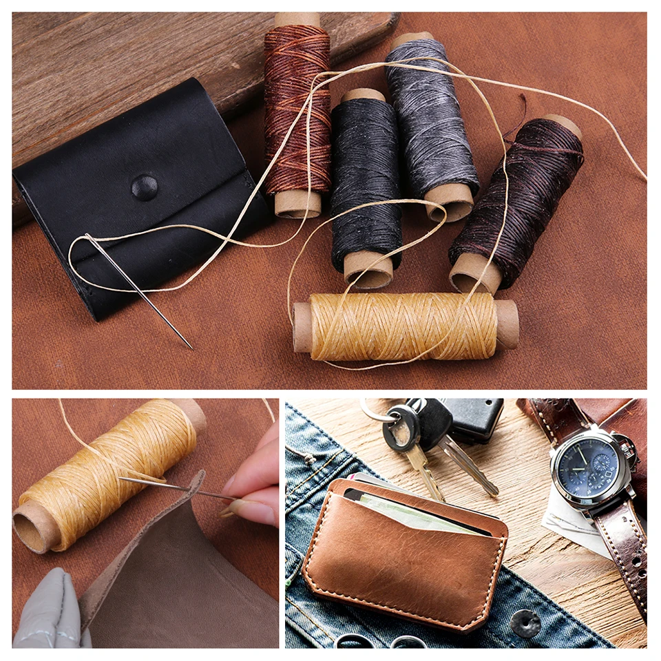 KRABALL Leather Sewing Flat Waxed Thread String Polyester Cord Craft Stitching Bag Bookbinding Sail Bracelet Braid Jewelry Tool