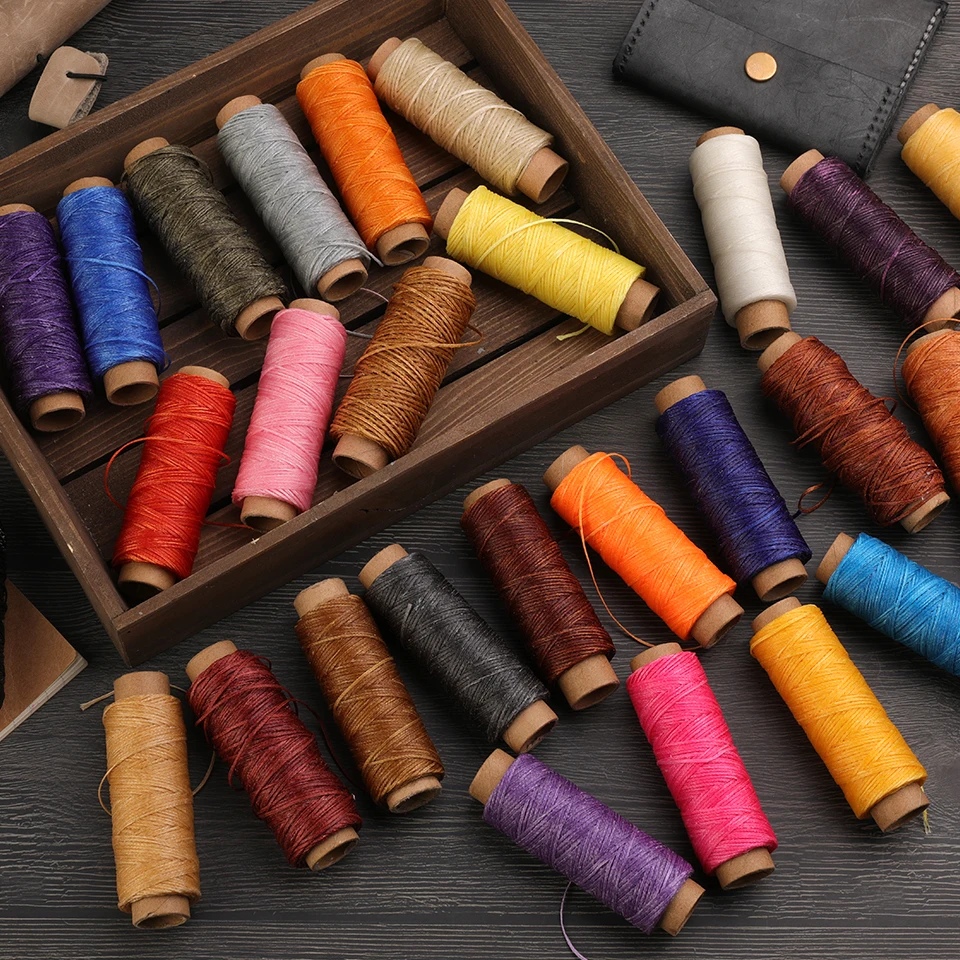 KRABALL Leather Sewing Flat Waxed Thread String Polyester Cord Craft Stitching Bag Bookbinding Sail Bracelet Braid Jewelry Tool