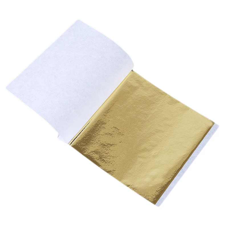 100 Pcs Sheets Pure 24K Gold Foil Leaf Anti-Aging Gilding For Food Decorations Handmade DIY Scrapbooking Craft Decoration