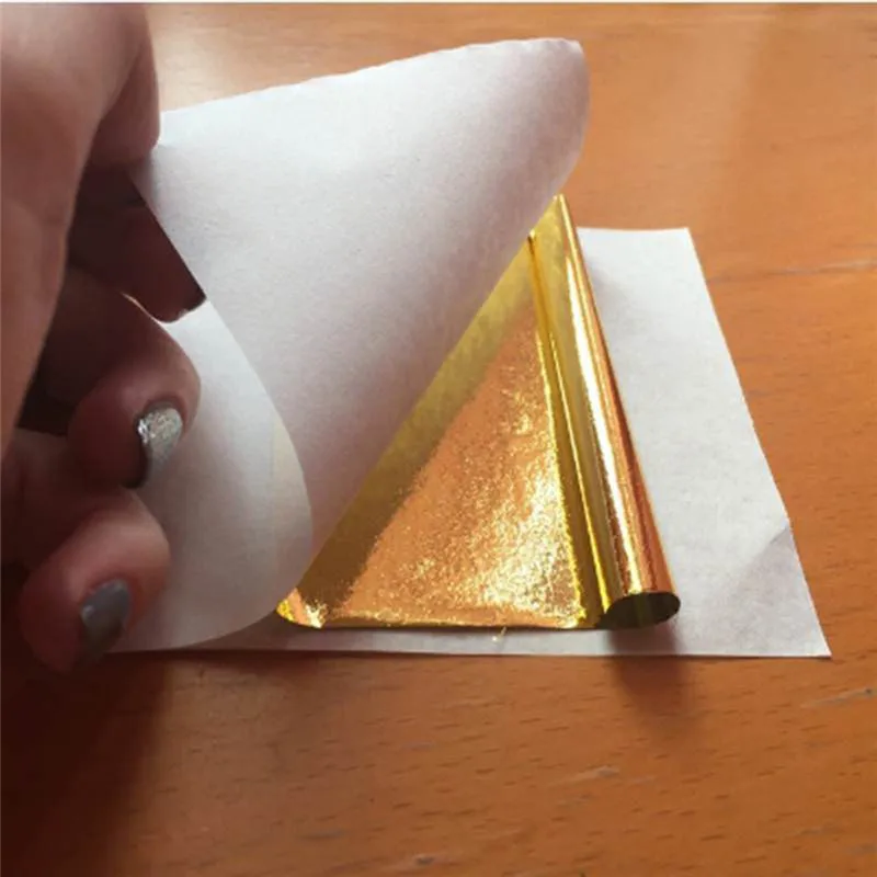 100 Pcs Sheets Pure 24K Gold Foil Leaf Anti-Aging Gilding For Food Decorations Handmade DIY Scrapbooking Craft Decoration