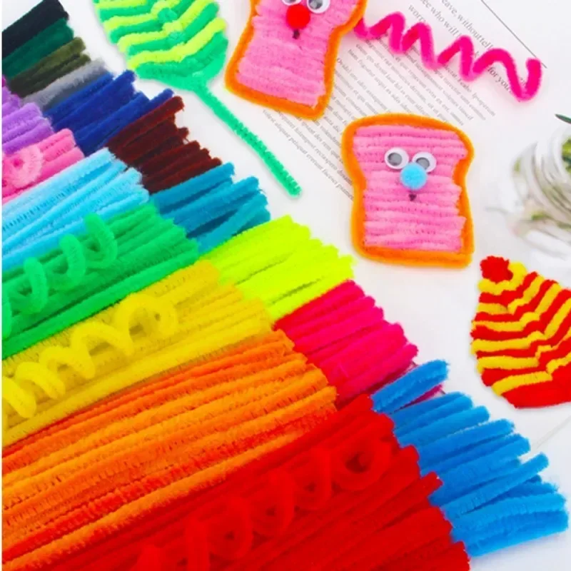 100/10 Pcs Colorful Chenille Stems Pipe Cleaners Plush Hairband DIY Craft kids Educational Toys Metal Pole Wire Rod Twisted Rod.