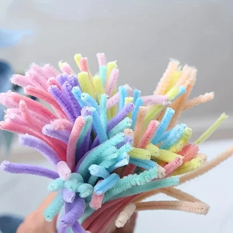 100/10 Pcs Colorful Chenille Stems Pipe Cleaners Plush Hairband DIY Craft kids Educational Toys Metal Pole Wire Rod Twisted Rod.