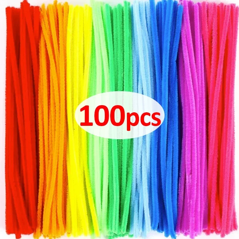 100/10 Pcs Colorful Chenille Stems Pipe Cleaners Plush Hairband DIY Craft kids Educational Toys Metal Pole Wire Rod Twisted Rod.