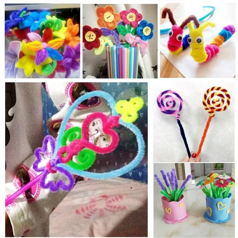 100/10 Pcs Colorful Chenille Stems Pipe Cleaners Plush Hairband DIY Craft kids Educational Toys Metal Pole Wire Rod Twisted Rod.