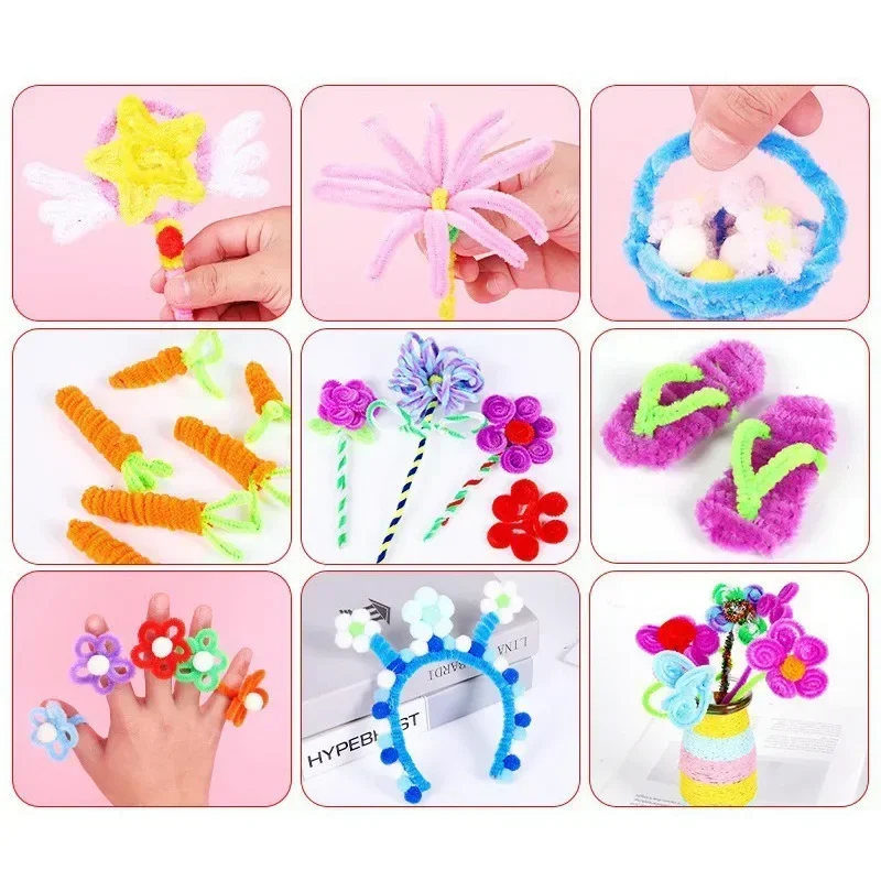 100/10 Pcs Colorful Chenille Stems Pipe Cleaners Plush Hairband DIY Craft kids Educational Toys Metal Pole Wire Rod Twisted Rod.